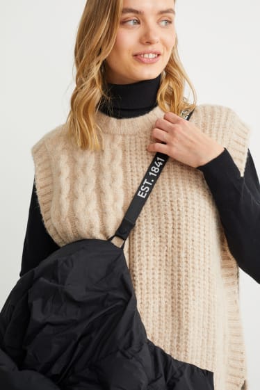 Femmes - Manteau matelassé à capuche - noir