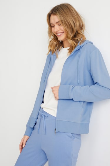 Femmes - Sweat basique à capuche - bleu clair