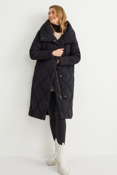 Femmes - Manteau matelassé à capuche - noir