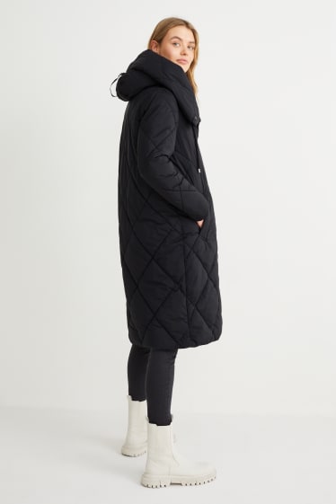 Femmes - Manteau matelassé à capuche - noir
