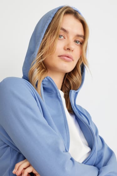 Femmes - Sweat basique à capuche - bleu clair