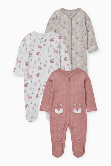 Babys - Set van 3 - babypyjama - donker rose