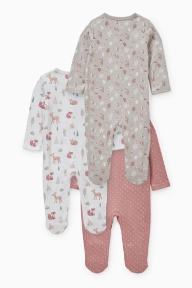 Bébés - Lot de 3 - pyjamas bébé - rose foncé