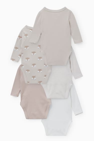 Babies - Multipack of 5 - baby wrapover bodysuit - white / beige