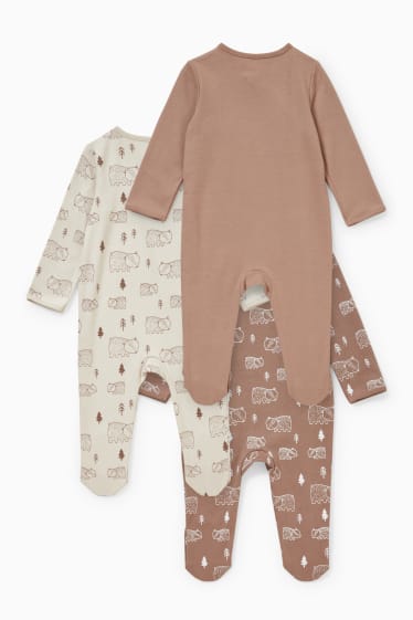 Unisexe - Lot de 3 - pyjamas bébé - beige chiné