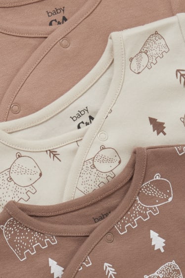 Bébés - Lot de 3 - pyjamas bébé - beige chiné