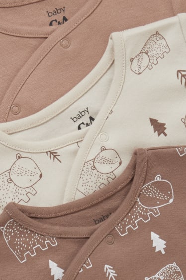 Unisexe - Lot de 3 - pyjamas bébé - beige chiné