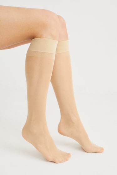 Women - Multipack of 3 - sheer knee highs - 20 denier - beige