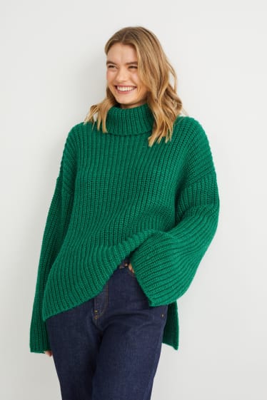 Femmes - Pullover à coll roulé - vert