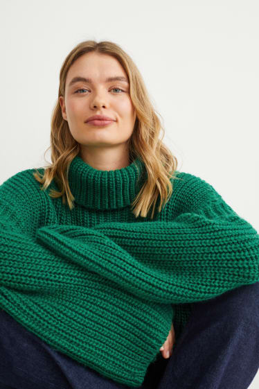 Femmes - Pullover à coll roulé - vert