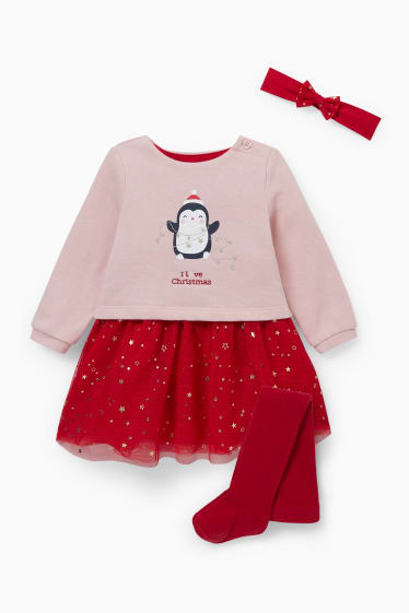 Babies - Baby Christmas outfit - 3 piece - rose / red