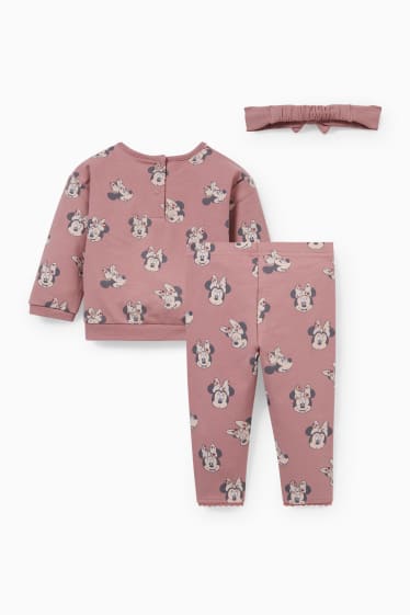 Babys - Minnie Mouse - babyoutfit - 3-delig - donker rose