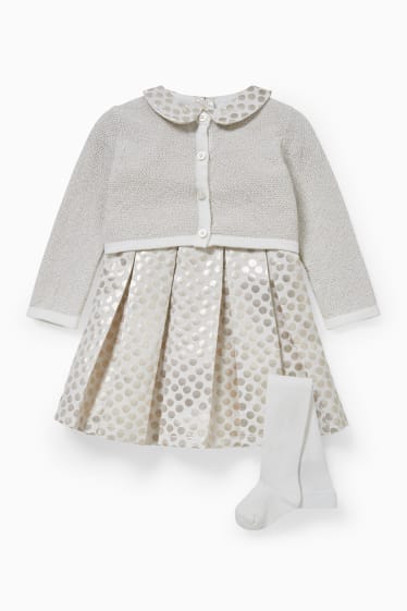 Babys - Baby-Outfit - 3 teilig - weiß / beige