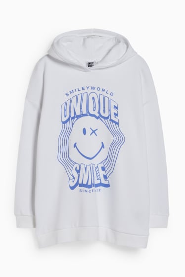 Femmes - CLOCKHOUSE - sweat à capuche - SmileyWorld® - blanc