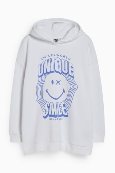 Ados & jeunes adultes - CLOCKHOUSE - sweat à capuche - SmileyWorld® - blanc