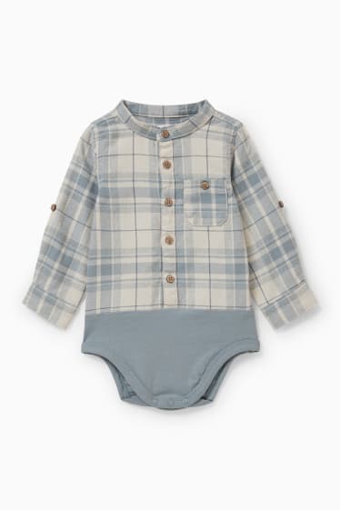 Babies - Baby bodysuit - check - gray / mint green