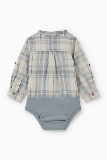 Babies - Baby bodysuit - check - gray / mint green