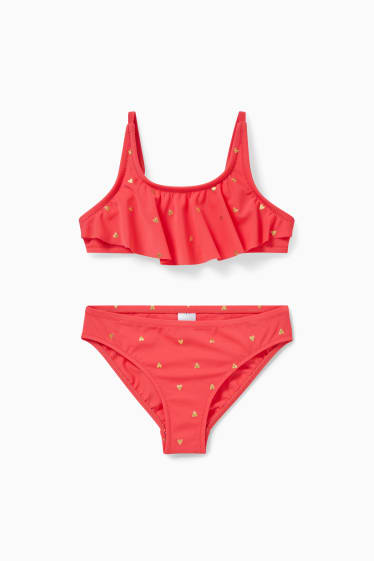 Kinder Mädchen - Bikini - LYCRA® XTRA LIFE™ - 2 teilig - gemustert - rot