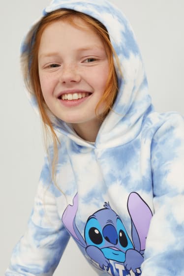 Dětské - Lilo & Stitch - mikina s kapucí - bílá / světle modrá