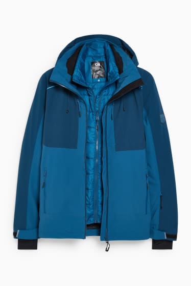 Herren - Skijacke mit Kapuze - blau
