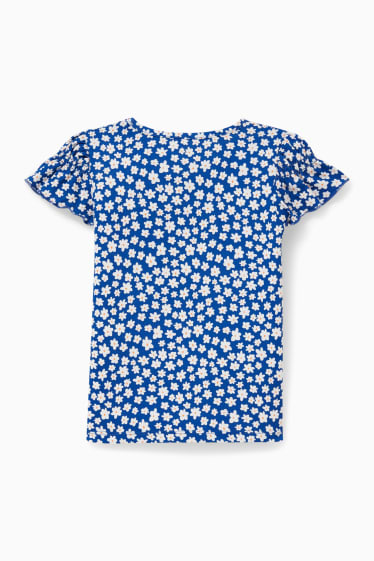 Niños - Camiseta de manga corta - de flores - azul
