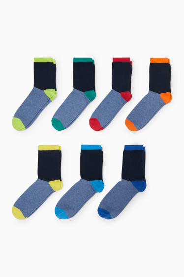 Enfants - Lot de 7 paires - chaussettes - bleu foncé