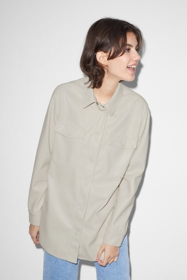 Damen - CLOCKHOUSE - Shacket - Lederimitat - cremeweiss