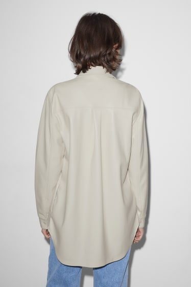Dámské - CLOCKHOUSE - košilová bunda - imitace kůže - krémově bílá