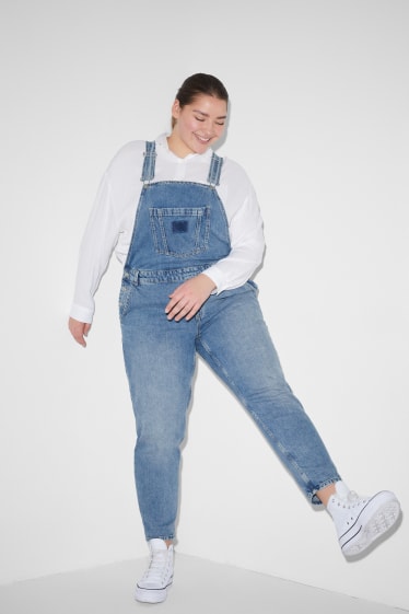 Dámské - CLOCKHOUSE - džínové kalhoty s laclem - džíny - světle modré