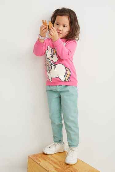 Kinderen - Set - mom jeans en scrunchie - 2-delig - lichtblauw