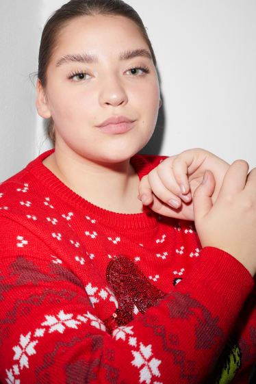 Kobiety - CLOCKHOUSE - sweter bożonarodzeniowy - Grinch - czerwony
