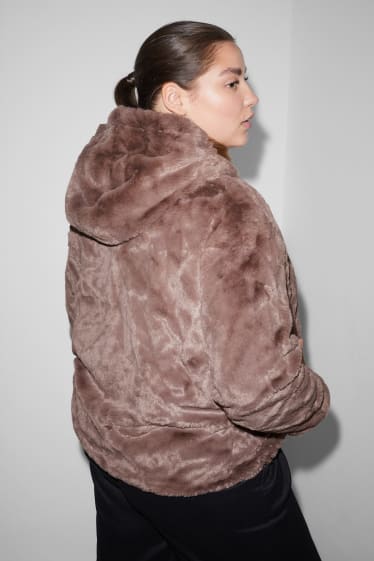 Donna - CLOCKHOUSE - giacca con cappuccio ecopelliccia - tortora