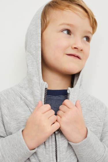 Kinder Jungen - Multipack 2er - Hoodie und Langarmshirt - hellgrau-melange