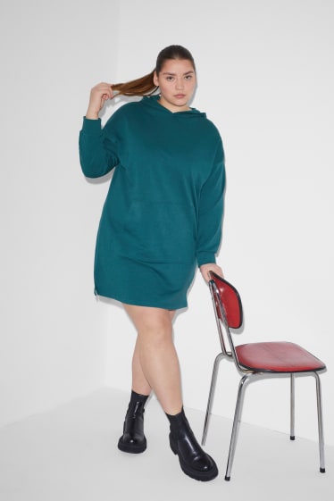 Femmes - CLOCKHOUSE - robe en molleton à capuche - vert