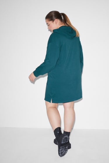Nastolatki - CLOCKHOUSE - sukienka dresowa z kapturem  - zielony