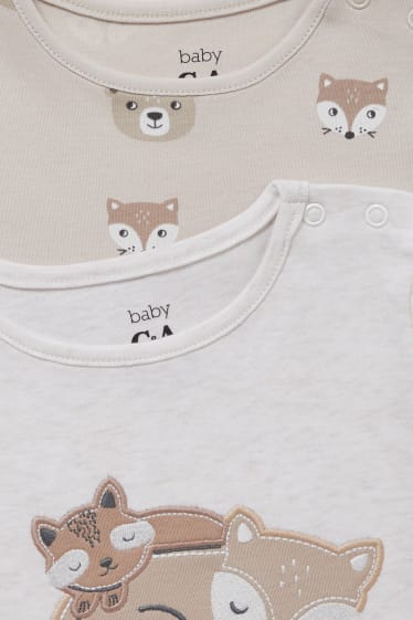 Bébés - Lot de 2 - pyjamas bébé - 4 pièces - beige chiné