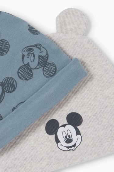 Baby Jungen - Multipack 2er - Micky Maus - Baby-Mütze - grau / mintgrün
