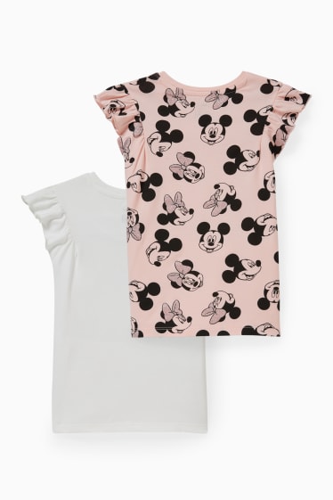 Kinderen - Set van 2 - Minnie Mouse - T-shirt - wit / roze