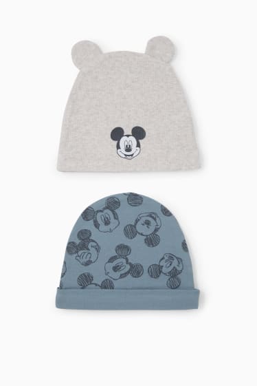Babys - Multipack 2er - Micky Maus - Baby-Mütze - grau / mintgrün