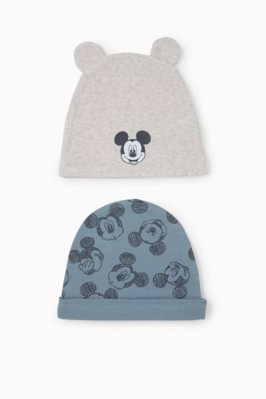 Baby Jungen - Multipack 2er - Micky Maus - Baby-Mütze - grau / mintgrün