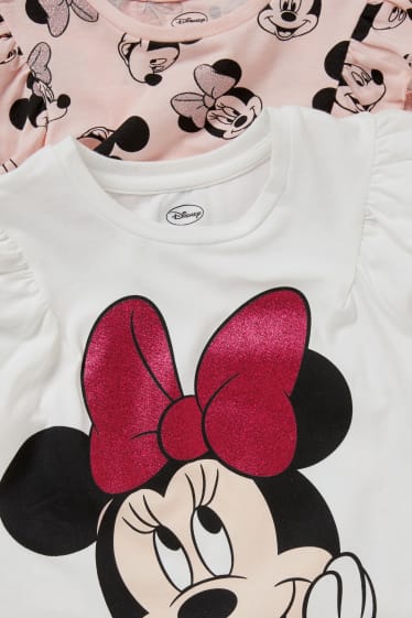 Kinderen - Set van 2 - Minnie Mouse - T-shirt - wit / roze