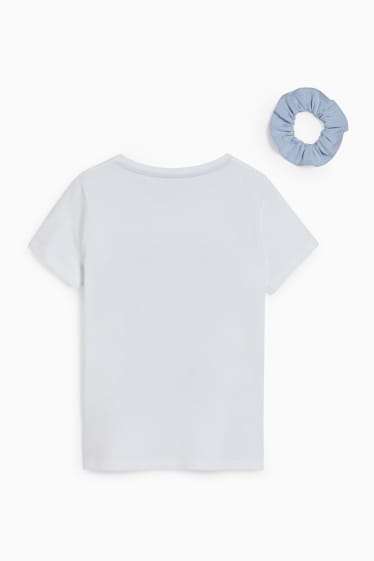 Kinder Mädchen - Set - Kurzarmshirt und Scrunchie - 2 teilig - weiss