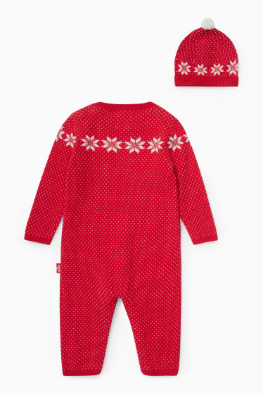 Babys - Baby-Outfit - 2 teilig - gepunktet - rot