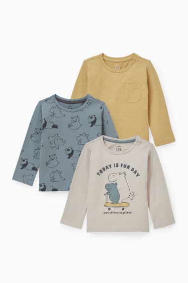 Neonati - Confezione da 3 - maglia a maniche lunghe per neonati - beige melange