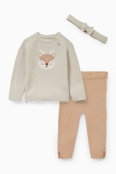 Babys - Babyoutfit - 3-delig - lichtbruin