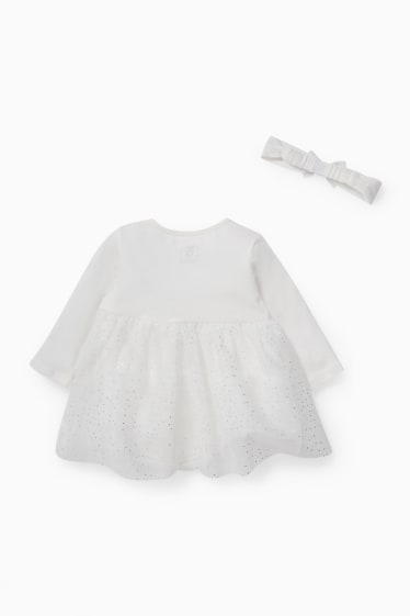 Bébés - Ensemble pour nouveau-né - 2 pièces - festif - blanc