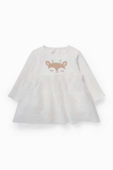 Babys - Newbornoutfit - 2-delig - feestelijk - wit