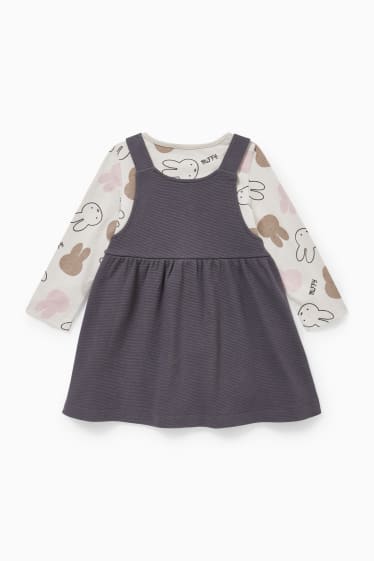 Babys - Miffy - Baby-Outfit - 2 teilig - weiß / grau