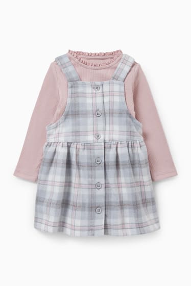 Babys - Baby-Outfit - 2 teilig - grau / rosa