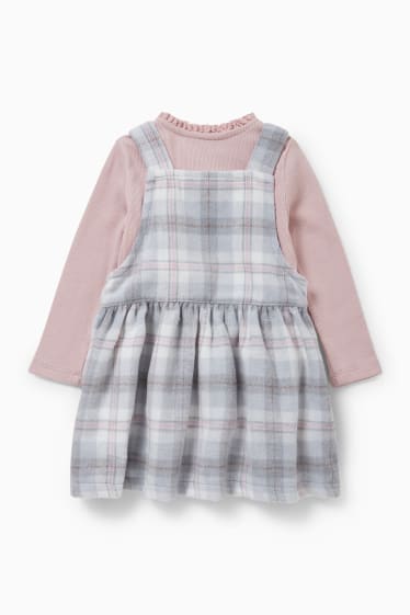 Babys - Baby-Outfit - 2 teilig - grau / rosa